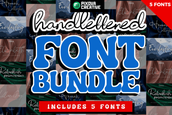 Handlettered Script Bundle: 5 Elegant Fonts for Creative Projects